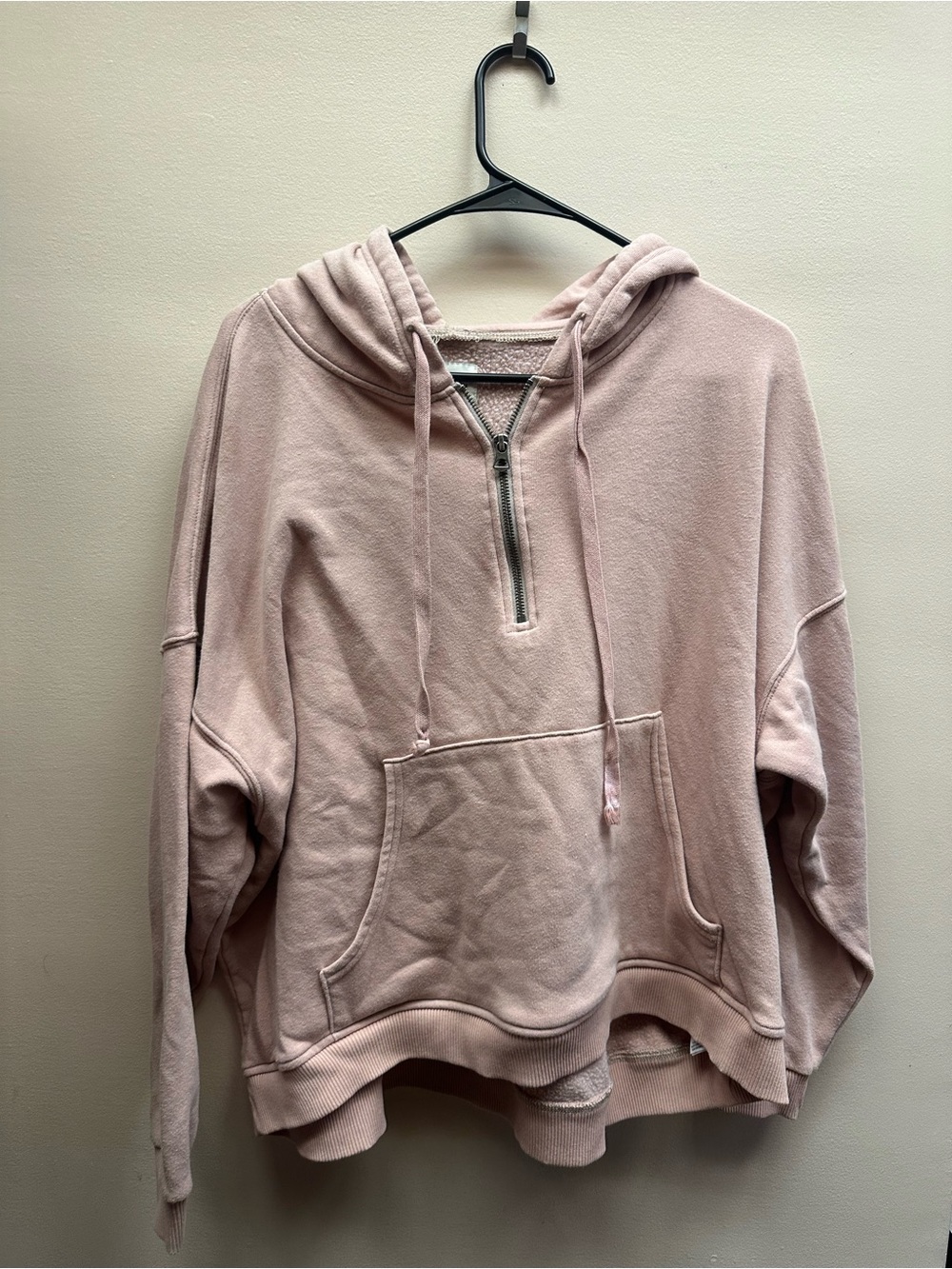 American Eagle Outfitters Light Pink Half-Zip Hoodie